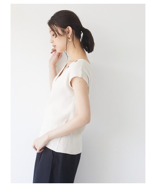 Green Parks(グリーンパークス)の「≪USED≫・SUGAR SPOON 2wayフレンチコットンニット(トップス・アイボリー/チャコールグレー/ブラック/モカ/ブラウン/ライトカーキ・F)」の2枚目の写真