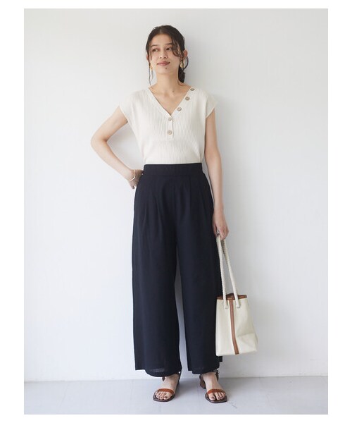 Green Parks(グリーンパークス)の「≪USED≫・SUGAR SPOON 2wayフレンチコットンニット(トップス・アイボリー/チャコールグレー/ブラック/モカ/ブラウン/ライトカーキ・F)」の4枚目の写真