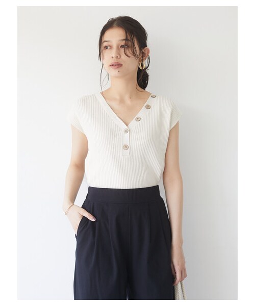 Green Parks(グリーンパークス)の「≪USED≫・SUGAR SPOON 2wayフレンチコットンニット(トップス・アイボリー/チャコールグレー/ブラック/モカ/ブラウン/ライトカーキ・F)」の1枚目の写真