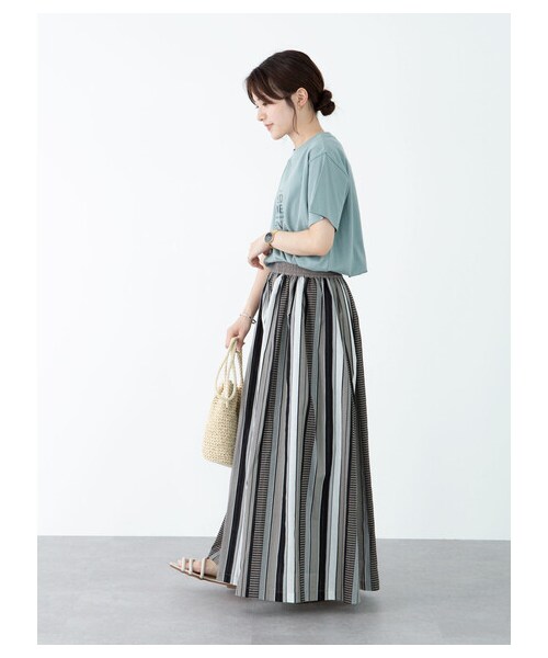 Green　Parks（グリーンパークス）の「・ELENCARE DUE マルチストライプスカート（スカート・チャコールグレー/ネイビー/パープル・F）」の11枚目の写真