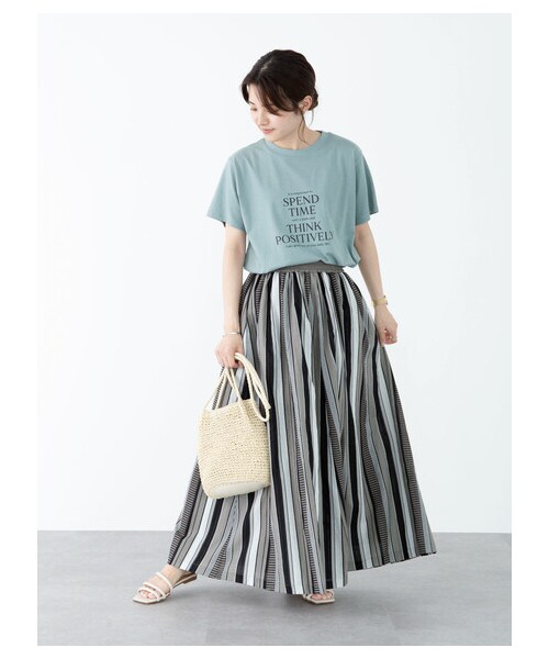 Green　Parks（グリーンパークス）の「・ELENCARE DUE マルチストライプスカート（スカート・チャコールグレー/ネイビー/パープル・F）」の13枚目の写真