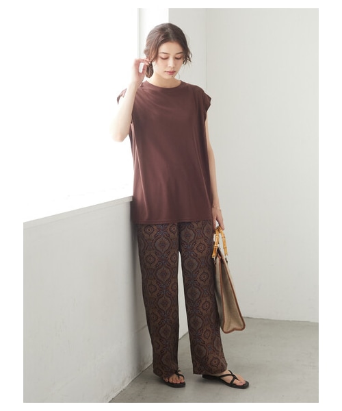 Green　Parks（グリーンパークス）の「サテン柄パンツ（パンツ・ブラック/ブラウン・F）」の2枚目の写真