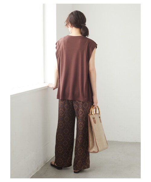 Green　Parks（グリーンパークス）の「サテン柄パンツ（パンツ・ブラック/ブラウン・F）」の4枚目の写真