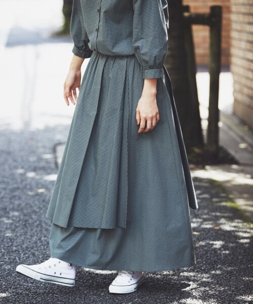 studio CLIP（スタディオクリップ）の「《kazumiさんコラボ》自由着回しスカート（スカート・ブラックギンガム/グリーンギンガム/ブラウンギンガム・M/L）」の2枚目の写真
