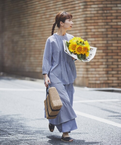 studio CLIP（スタディオクリップ）の「《kazumiさんコラボ》自由着回しスカート（スカート・ブラックギンガム/グリーンギンガム/ブラウンギンガム・M/L）」の5枚目の写真