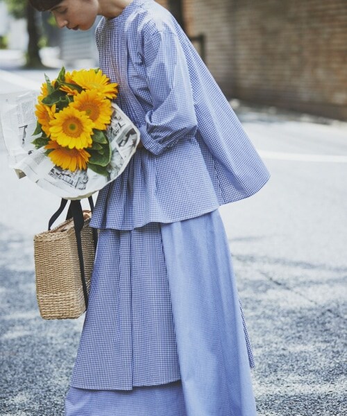 studio CLIP（スタディオクリップ）の「《kazumiさんコラボ》自由着回しスカート（スカート・ブラックギンガム/グリーンギンガム/ブラウンギンガム・M/L）」の6枚目の写真