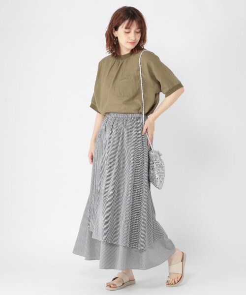 studio CLIP（スタディオクリップ）の「《kazumiさんコラボ》自由着回しスカート（スカート・ブラックギンガム/グリーンギンガム/ブラウンギンガム・M/L）」の21枚目の写真