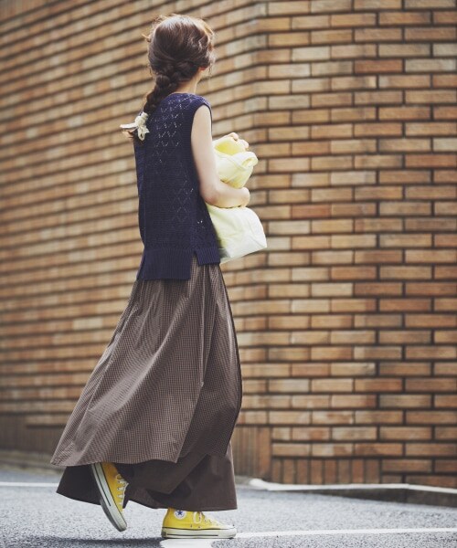 studio CLIP（スタディオクリップ）の「《kazumiさんコラボ》自由着回しスカート（スカート・ブラックギンガム/グリーンギンガム/ブラウンギンガム・M/L）」の12枚目の写真