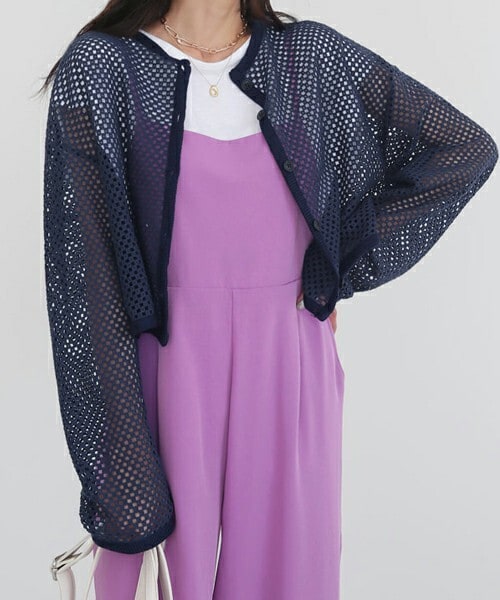 D-HOLIC パープル 紫 サマーニット Vネックシアーニット | レディース