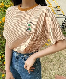 DHOLIC | 刺繍ボーダー半袖Tシャツ・全3色(Tシャツ/カットソー)