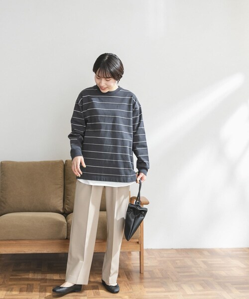 FORK&SPOON（フォークアンドスプーン）の「FORK&SPOON ランダムボーダーロングスリーブTシャツ（その他・レディース・IVORY/CHARCOAL・one）」の14枚目の写真