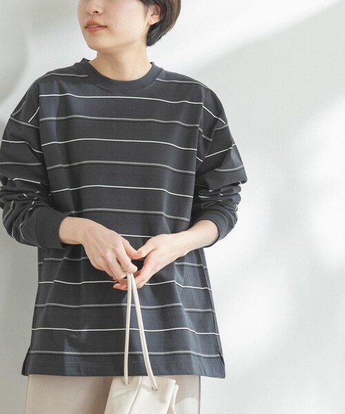 FORK&SPOON（フォークアンドスプーン）の「FORK&SPOON ランダムボーダーロングスリーブTシャツ（その他・レディース・IVORY/CHARCOAL・one）」の2枚目の写真