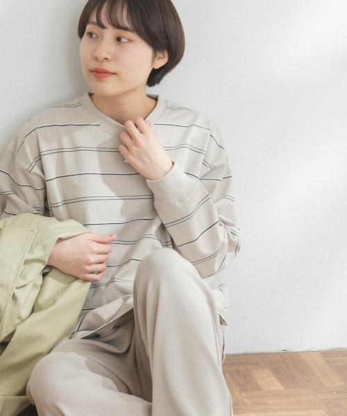 FORK&SPOON（フォークアンドスプーン）の「FORK&SPOON ランダムボーダーロングスリーブTシャツ（その他・レディース・IVORY/CHARCOAL・one）」の3枚目の写真