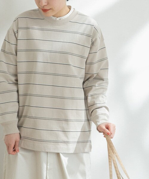 FORK&SPOON（フォークアンドスプーン）の「FORK&SPOON ランダムボーダーロングスリーブTシャツ（その他・レディース・IVORY/CHARCOAL・one）」の6枚目の写真