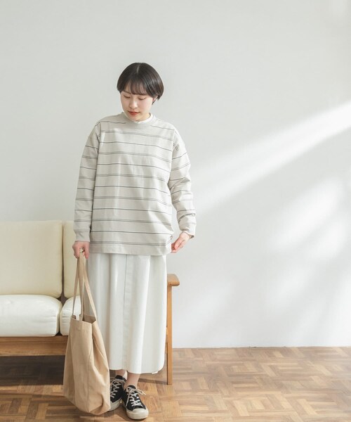 FORK&SPOON（フォークアンドスプーン）の「FORK&SPOON ランダムボーダーロングスリーブTシャツ（その他・レディース・IVORY/CHARCOAL・one）」の9枚目の写真