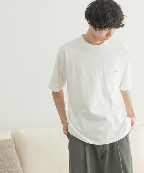 FORK&SPOON(フォークアンドスプーン)の「FORK&SPOON オーガニックコットン刺繍ロゴTシャツ(その他・メンズ・OFF/CHARCOAL・4/5)」の7枚目の写真