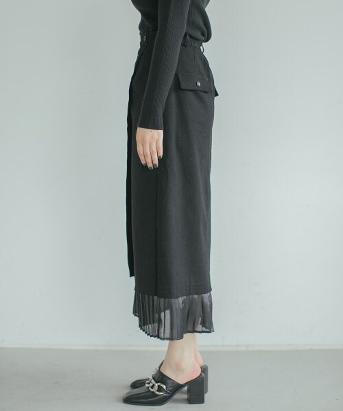 PAGEBOY（ページボーイ）の「プリーツレイヤードナロースカート（スカート・レディース・ブラック/カーキ・F）」の8枚目の写真