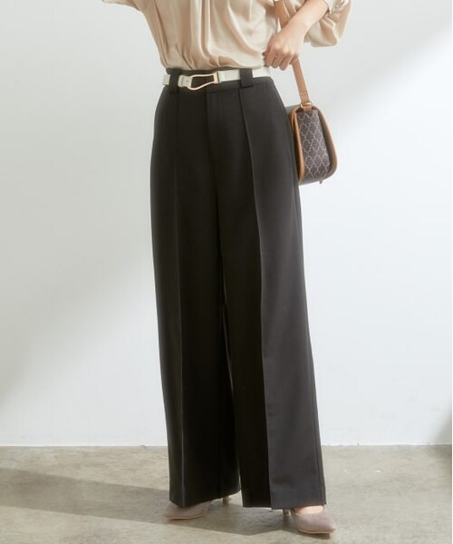 VIS(ビス)の「ドライギャバワイドパンツ(パンツ・レディース・ブラウン系/パープル/ブラック・S/SS/M)」の1枚目の写真