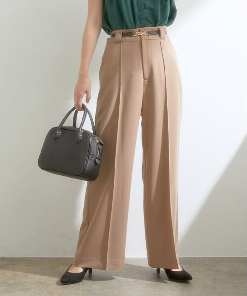 VIS(ビス)の「ドライギャバワイドパンツ(パンツ・レディース・ブラウン系/パープル/ブラック・S/SS/M)」の2枚目の写真