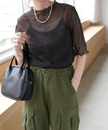 DISCOAT | リバーシブルハイネック5分袖プルオーバー(Tシャツ/カットソー)