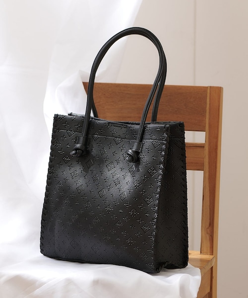 型押しステッチトートバッグ（L）