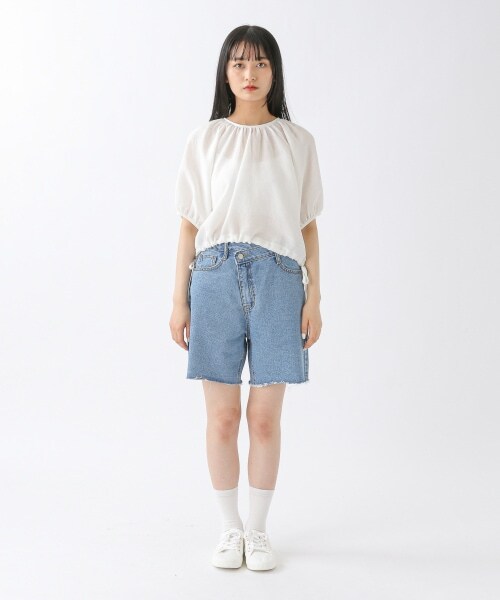 ALAND（エーランド）の「3.3Field Trip／ドロストHEM半袖プルオーバー（トップス・ブラック()/アイボリー()・FREE）」の6枚目の写真