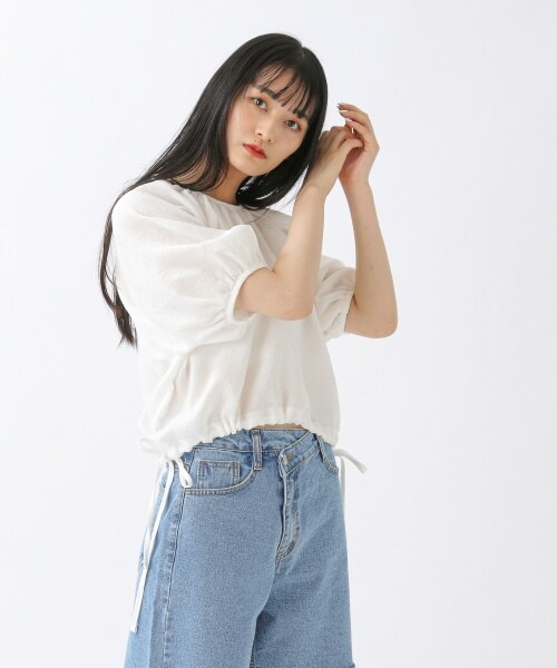 ALAND（エーランド）の「3.3Field Trip／ドロストHEM半袖プルオーバー（トップス・ブラック()/アイボリー()・FREE）」の7枚目の写真