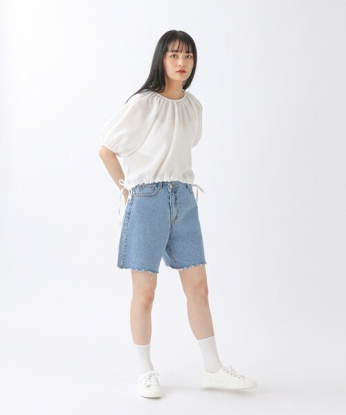 ALAND（エーランド）の「3.3Field Trip／ドロストHEM半袖プルオーバー（トップス・ブラック()/アイボリー()・FREE）」の5枚目の写真