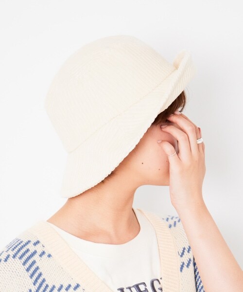 Heather（ヘザー）の「アソートバケットハット（帽子・ホワイトレザー/ホワイトコーデュロイ/ブラックレザー/ブラックコーデュロイ・ONESIZE）」の9枚目の写真