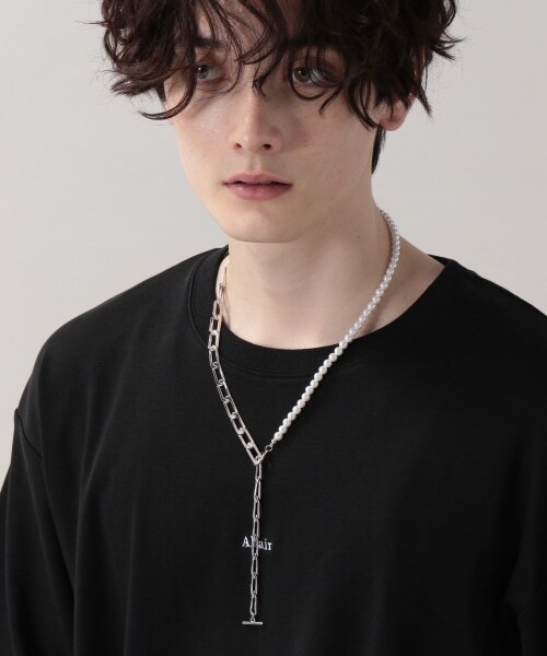 RAGEBLUE（レイジブルー）の「＜一部店舗限定＞パール/チェーンコンビネックレス（アクセサリー・シルバー系・ONE SIZE）」の3枚目の写真