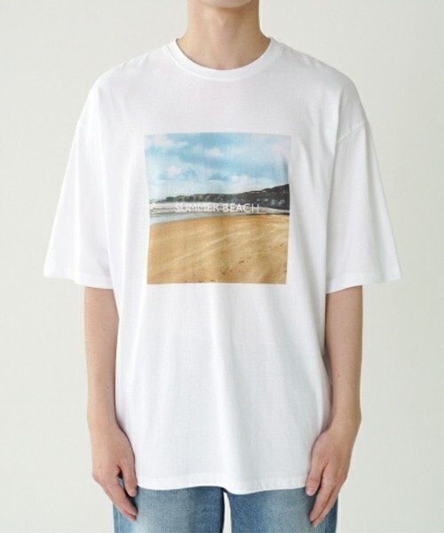 D'MENS by DHOLIC(ディーメンズ)の「サマービーチTシャツ(Tシャツ/カットソー・メンズ・ホワイト/ブラック/グレー・ONESIZE)」の1枚目の写真