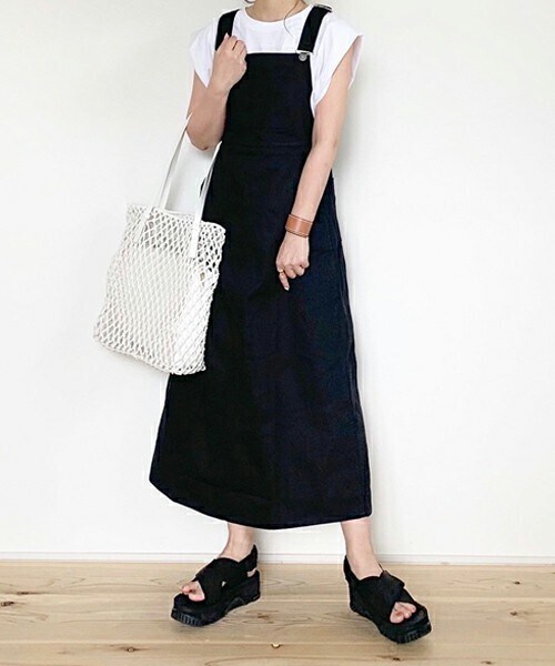 chocomee（チョコミー）の「ツイルジャンスカ（ジャンパースカート・レディース・ホワイト/ブラック・FREE）」の2枚目の写真