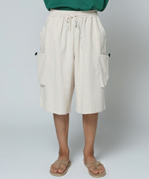 D'MENS by DHOLIC（ディーメンズ）の「リネン混7分丈カーゴワイドパンツ（カーゴパンツ・メンズ・ホワイト/ベージュ/グリーン/ブラック/その他・M/L/XL）」の5枚目の写真