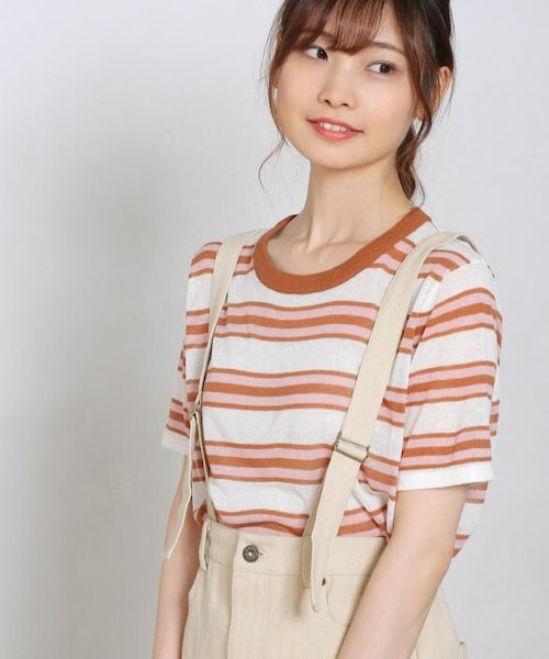 Crisp（クリスプ）の「ミックスボーダーニットTシャツ[c1k2989b]（Tシャツ/カットソー・レディース・ミント/ネイビー/ピンク・FREE）」の3枚目の写真