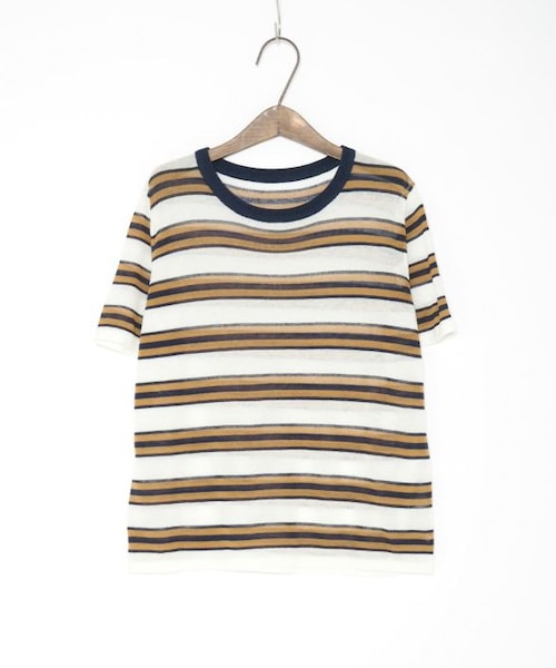 Crisp（クリスプ）の「ミックスボーダーニットTシャツ[c1k2989b]（Tシャツ/カットソー・レディース・ミント/ネイビー/ピンク・FREE）」の5枚目の写真