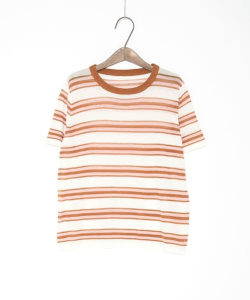 Crisp（クリスプ）の「ミックスボーダーニットTシャツ[c1k2989b]（Tシャツ/カットソー・レディース・ミント/ネイビー/ピンク・FREE）」の6枚目の写真