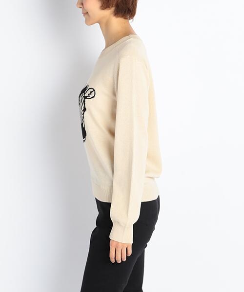 DOUBLE NAME（ダブルネーム）の「【STYLE BOOK掲載】しまうまＦＡＣＥニットトップス（トップス・レディース・チャコールグレー/キナリ/杢グレー・FREE）」の4枚目の写真