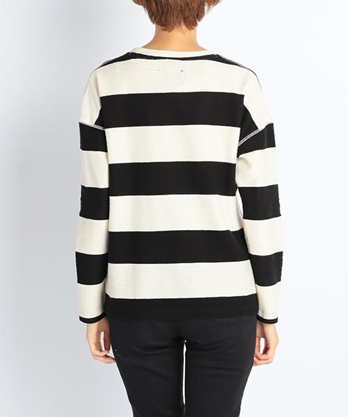 DOUBLE NAME（ダブルネーム）の「太ボーダー長袖トップス（トップス・レディース・ブラック/グリーン/チャコールグレー・FREE）」の5枚目の写真