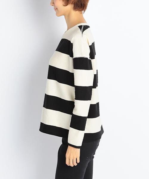 DOUBLE NAME（ダブルネーム）の「太ボーダー長袖トップス（トップス・レディース・ブラック/グリーン/チャコールグレー・FREE）」の4枚目の写真