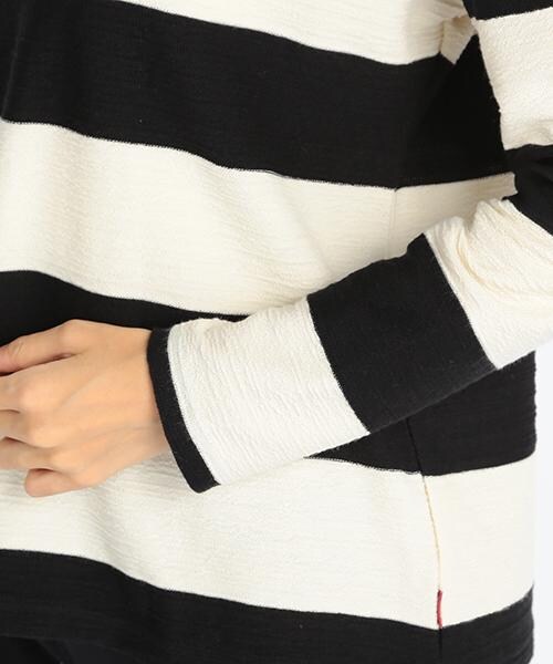 DOUBLE NAME（ダブルネーム）の「太ボーダー長袖トップス（トップス・レディース・ブラック/グリーン/チャコールグレー・FREE）」の7枚目の写真