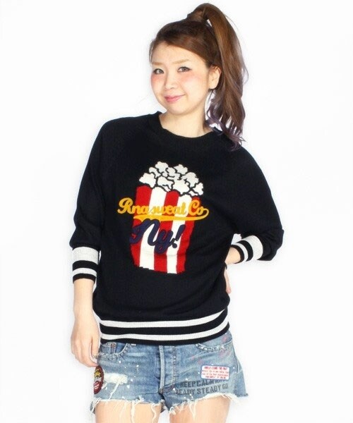 RNA SWEAT（アールエヌエースウェット）の「ポップコーンニットプルオーバー（トップス・レディース・グレー/ブラック/グリーン・M）」の2枚目の写真