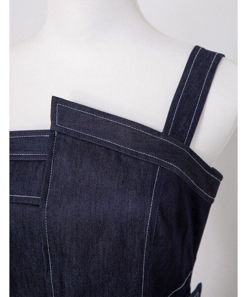 Marjorie（マージョリー）の「敲碎了酒杯，異材質拼接不對稱牛仔洋裝（その他・レディース・牛仔深藍・XS/S/M/L）」の9枚目の写真