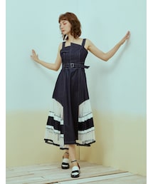 敲碎了酒杯，異材質拼接不對稱牛仔洋裝