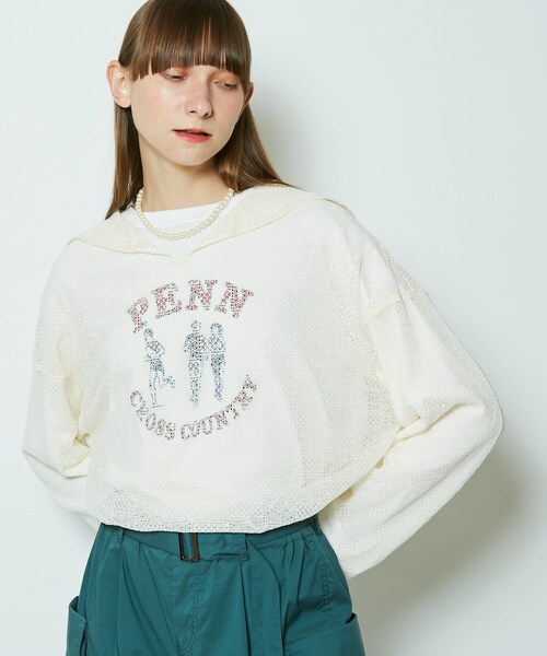 CIAOPANIC(チャオパニック)の「レースセーラーカラーシャツ(シャツ/ブラウス・レディース・オフホワイト/ブラウン/ブラック・F)」の2枚目の写真