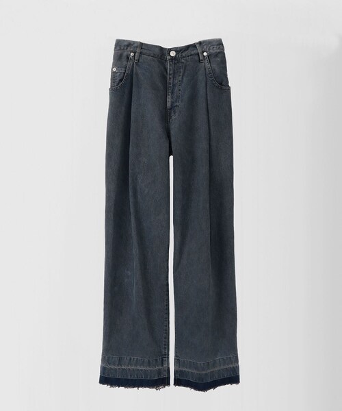 NEON SIGN SIGN(ネオンサイン) / W BLACK UNHEMMED WIDE DENIM