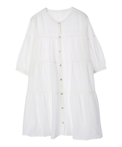 earth music&ecology（アースミュージックアンドエコロジー）の「ティアードチュニック（ワンピース/ドレス・オフホワイト/ブラック/サックスブルー/ピンクベージュ/エクリュ・F）」の11枚目の写真