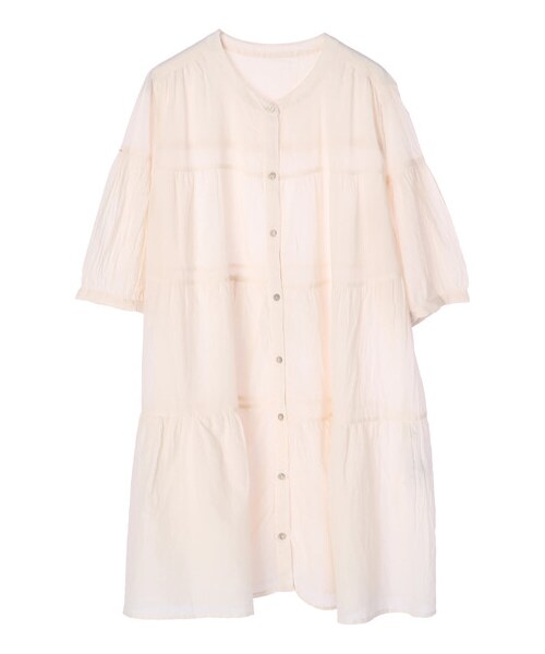 earth music&ecology（アースミュージックアンドエコロジー）の「ティアードチュニック（ワンピース/ドレス・オフホワイト/ブラック/サックスブルー/ピンクベージュ/エクリュ・F）」の9枚目の写真