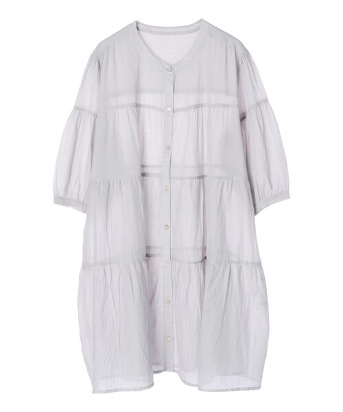 earth music&ecology（アースミュージックアンドエコロジー）の「ティアードチュニック（ワンピース/ドレス・オフホワイト/ブラック/サックスブルー/ピンクベージュ/エクリュ・F）」の13枚目の写真