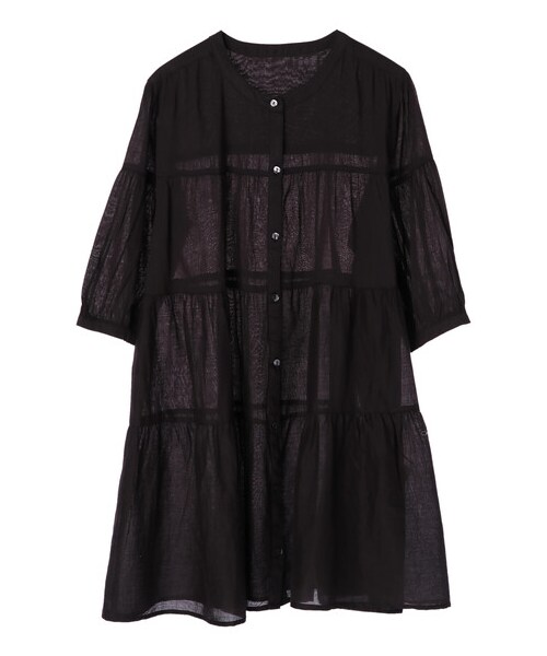 earth music&ecology（アースミュージックアンドエコロジー）の「ティアードチュニック（ワンピース/ドレス・オフホワイト/ブラック/サックスブルー/ピンクベージュ/エクリュ・F）」の12枚目の写真