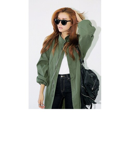 STYLENANDA（スタイルナンダ）の「チャイナカラーミニマルミリタリージャケット（ジャケット/アウター・レディース・カーキ・フリーサイズ）」の5枚目の写真